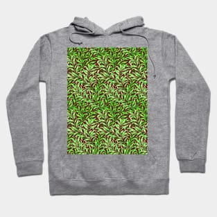 William Morris Willow Boughs Recolored Green on Red Hoodie